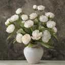 Floroom 6 Pcs Faux Silk Peony Artificial Flowers, 27" Long Stem Peonies Bulk, Fake Flower Branches for Tall Vases DIY Wedding Bouquet Centerpieces Floral Arrangements Fillers Home Decor, Ivory