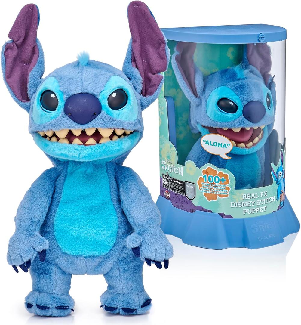 Wow! Stuff Disney Stitch Puppetronic by RealFX | Looks, Feels & Sounds Real! | Disney's Lilo & Stitch | Over 100 Action & Sounds | 18" High | Ages 6+