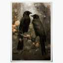 Dark Academic Wall Art Black Crow Poster Gothic Halloween Room Decor Raven Couple in Forest Canvas Print Vintage Rustic Wildlife Painting for Bedroom Living Room Dorm 16x24inch Unframed
