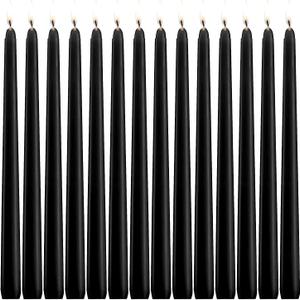 14-Pack 10-Inch Black Taper Candles | Unscented & Dripless | 7.5-Hour Burn for Weddings, Church Altars, Holiday Decor & Prayer Ceremonies