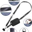 Clip and Go Strap for Phone with Wallet Crossbody, Phone Lanyard Detachable Zippered Pouch, RFID ID Window & Card Slots (Black)