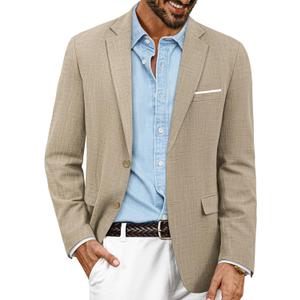 PJ PAUL JONES Mens Blazer Jackets Lightweight Casual Suits Stylish Sport Jacket for Men (Brown)