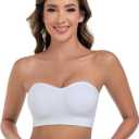 ANGOOL Strapless Bras for Women Wirefree Non-Slip Tube Top Invisible Bralette Seamless Padded Bandeau Bra (Large, White)