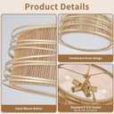 5-Light Rattan Drum Chandelier 19.7'' Boho Gold Pendant Light | Modern Hanging Light Fixture for Dining Room Kitchen Island Bedroom Hallway