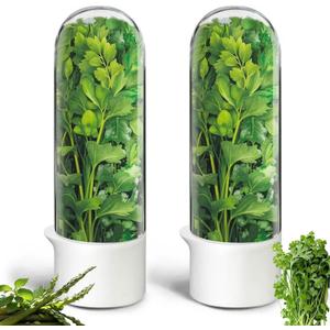 Rkssws Herb Saver, Herb Keeper for Refrigerator, Cilantro Container for Fridge, Fresh Herbs Lettuce Vegetable Preservation Bottle Keeper Parsley Mint Refrigerator Storage for Fresh for 23 Weeks