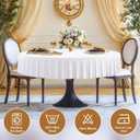 60 Inch White Round Tablecloth, 2 Pack Wrinkle Resistant 5ft Spandex Table Cover Circle, Washable Stretchy Table Cloth Round Cover for Banquet Wedding Birthday Dinner Party