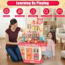 Play Kitchen for Toddlers, Kids Kitchen Playset Toddler Girl Toys with Cooking Stove Steam, Sink and Food Pretend Cooking Set Toy for 3 4 5 Year Old Kid Birthday (Red)