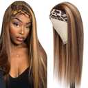 28 Inch P4/27 Blonde Headband Wig Human Hair Highlights Brown Grade 8A Machine Made Wig Glueless Brazilian Virgin Hair Straight Wig None Lacefront Wig Honey Blonde Wig Human Hair 150% Density (P4/27 Straight Wave Headband Wig Human Hair)