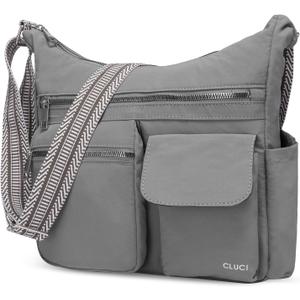 CLUCI Travel Purses for Women, Waterproof Nylon Crossbody Bags for Woman Trendy, Anti Theft Shoulder Handbags for Ladies (A3-grey)