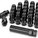 KSP M12x1.5 Extended Lug Nuts, 24PCS 6 Spline Tuner Closed End ET Wheel Lug Nut for Aftermarket Wheels, 12mmx1.5 Bulge Acorn Nuts Replacement for Toyota Tacoma 4runner Tundra with 1 Socket Key Black