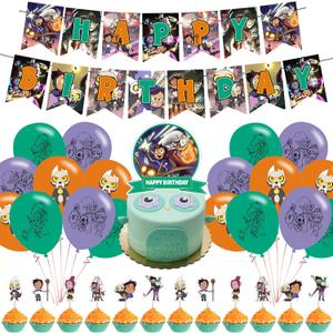 The Owl House Birthday Party Decorations, Owl House Cartoon Theme Party Supplies set with Happy Birthday Banner, Cake Cupcake Toppers, Balloons for Adult Party Favors