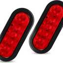 6" Oval LED Trailer Lights Kit, 2PCS Waterproof Stop/Turn/Brake Tail Lights with 10 LED Markers for Truck, RV, Boat, Trailer (Red) DOT Compliant