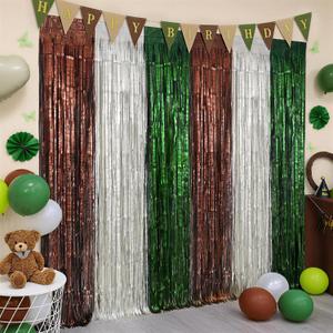 2 x Menstarsi Jungle Foil Fringe Curtains, Safari Party Backdrop, 2 Pack