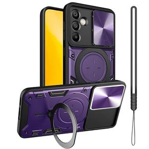 for Galaxy A15 5G Phone Case, Metal Stand Ring Holder, Protector Phone Cover for Women Men, Slim Bumper Full Protection Shockproof Basic Cases, 6.5" (Purple)