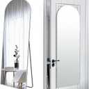 57x20 Door Hanging Full Length Mirror, Floor (Height 5.7ft just Body in1.3ft) or Wall Mounted Metal Frame Arch Dressing Mirrors for Bedroom Bathroom Living Room 57 20 inch Silver