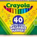 Crayola Ultra Clean Fine Line Washable Markers (40ct), Colored Markers for Kids, Fine Tip, Coloring Book Art Supplies, Gifts for Kids, Ages 3, 4, 5 (40 Count (Pack of 1))