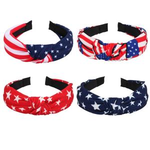 Twinfree 4pcs American Flag Headband 4th of July Independence Day Hair Accessory USA Patriotic Stars Stripes Twist Headbands