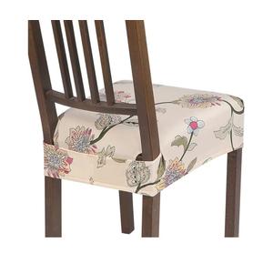 SearchI Stretch Dining Chair Seat Covers Set of 4, Soft Removable Washable Seat Covers for Dining Chairs, Dining Room Seat Cover Protector (Rear-Covered, Brown Flowers)