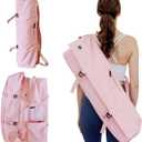 Tumaz Yoga Mat Bag | Padded Adjustable Shoulder Strap | Fits Up to 26" Mats | Multi-Pocket Storage for Essentials | Heavy-Duty G-Hook Closure | Lightweight & Durable for Yoga, Pilates & Fitness (01. Rose Pink)
