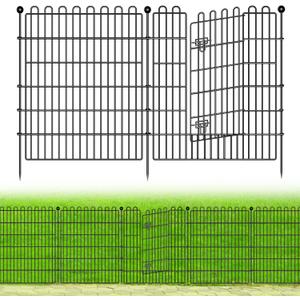 15 Panels No Dig Decorative Garden Fence with Gate for Yard, 32 in(H) X 35.4 ft(L) Animal Barrier Fencing for Outdoor Dog, Metal Portable Garden Fences for Borders, Pets, Landscape, Temporary Fence (15 Panels-35.4 ft(L) X 32 in(H) with Gate)