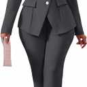 Mintsnow Pant Suits for Women Dressy Long Sleeve Blazer Jackets and High Waisted Wide Leg Pants Sets 2 Piece Work Outfit 2026, Large