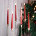 Red Christmas Flameless Taper Candles with Remote, Flickering Battery Operated LED Candlesticks Set of 6