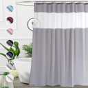UFRIDAY Shower Curtain Grey and White 72 x 72 Inch, Fabric Shower Curtain with Window.Shower Curtain for Bathroom and Bathtubs,Machine Washable, Hotel Quality (Light Gray)