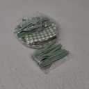 200 Pcs Sage Green Gingham Tableware Set Green And White Checkered Party Supplies Disposable Plaid Paper Plates Napkins Dinnerware Set Girls Barbecue Picnic BBQ Birthday Decoration Serve 50 Guest