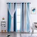 Anytime Dream Star Blackout Curtains for Kids Rooms Girl Princess Curtain for Daughter Bedroom Window (Blue, 1 Panel, W52 x L63inch)