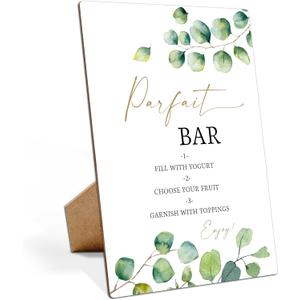 Eucalyptus Wedding Decor, Bridal Shower Decorations, Bachelorette Party Decorations, Parfait Bar, 811 Wooden Play Sign with Stand for Wedding Open Bar Decor- LP020