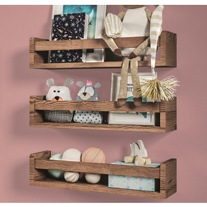 NATURE SUPPLIES Set of 3, 16.4". Nursery Book Shelves, Solid Wood for Books, Toys, Decor, Wall Bookshelf for Kids Bedroom, Floating Shelf, Stylish and Functional Storage Solution