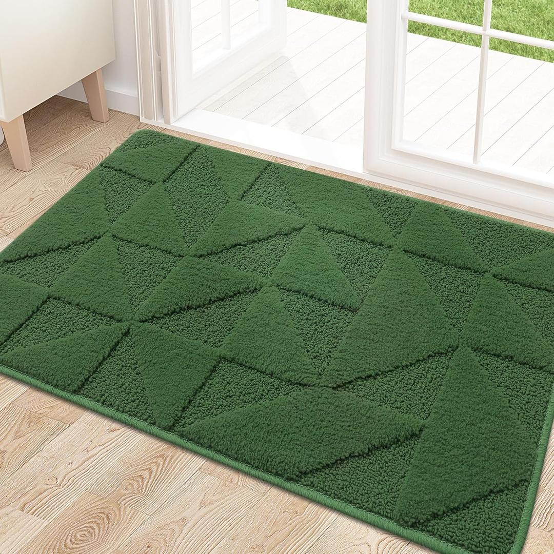 OLANLY Door Mats Indoor, Non-Slip, Absorbent, Dirt Resist, Entrance Washable Mat, Low-Profile Inside Entry Doormat for Entryway (36x24 inches, Green)