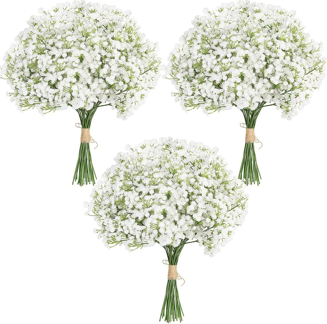 LELEE Baby's Breath Artificial Flowers - 30 PCS Babys Breath Flowers Bulk - Real Touch Fake Gypsophila Bouquets for Wedding Decor, Party Arrangements, Home Decoration, DIY Crafts (White)