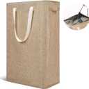 Odonata Slim Laundry Hamper Handles Collapsible Laundry Basket Thin Dirty Clothes Basket Narrow Laundry Bag Foldable Dirty Hamper 45L (Light Khaki)