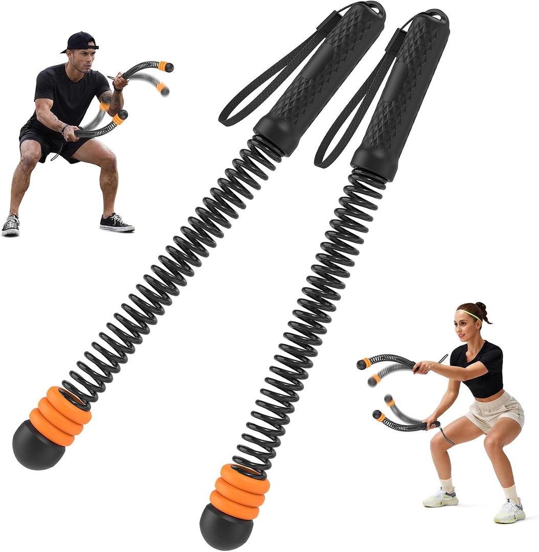 Adjustable Weighted Ropeless Battle Ropes with 6 Weight Rings, Heavy Duty Cordless Battle Rope for HIIT & Cardio Full-Body Workout, Non-Slip Spiral Handles, Home Gym Equipment for Women & Men