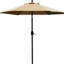 Sunnyglade 7.5' Patio Umbrella Outdoor Table Market Umbrella with Push Button Tilt/Crank, 6 Ribs (Tan)