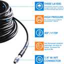 Sewer Jetter Kit, 50FT, 5800PSI, Plastic, 1/4 Inch NPT, 600 Inches, 1 Pack, 50FT