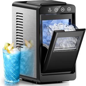 Ice Makers Countertop,26Lbs/24H,8Pcs in 6Mins,Portable Ice Maker Machine with Self-Cleaning,Interior Lighting,2 Sizes of Bullet Ice for Home/Office/Party(Black)