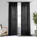XTMYI Black Curtains 96 Inches Long for Bedroom 2 Panels Linen Sheer Lace Farmhouse Boho Gothic Curtain Drapes for Living Room Home Decor
