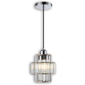 Modern Crystal Chandelier, 6.3"x9.4" Classic Crafted Pendant Light, Glass & Metal Hanging Light for Innovative Small Space Use in Dining Room, Kitchen Island, Bedroom, Living Room - Luminous