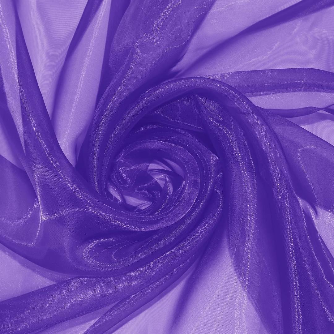 P Pothuiny Sheer Organza Fabric by The Yard, 3 Yards x 60 Inch Wide Bridal Purple Organza Tulle Fabric Roll Shiny Gauze Fashion Dress Sewing Craft for Wedding Party Decorations Backdrop