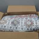 6x9 Washable Area Rugs, Large Living Room Rug, Vintage Boho Carpet, Non Slip & Stain Resistant Thin Carpets for Bedroom Dining Indoor Nursery Home Decor, Orange/Light Blue