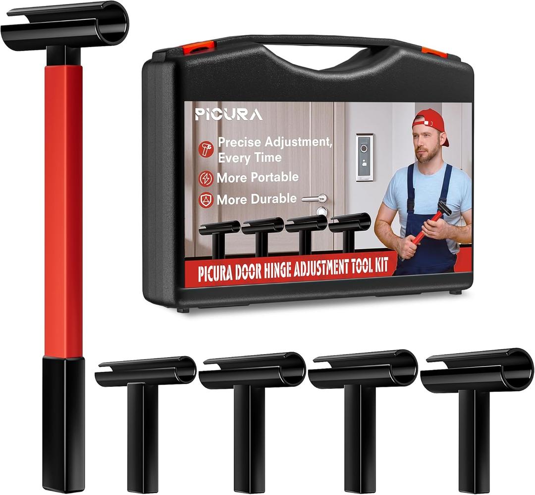 Door Hinge Adjustment Tool Kit,4 in 1 Rotary Hinge Gap Adjusting Wrench 0.55 in/0.71 in/0.82 in/0.98 in Multi-Size Diameter for Residential Commercial Heavy Door Hinge Adjuster Alignment Bender