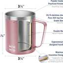 WETOWETO Coffee Mug with Handle, 14oz Insulated Stainless Steel Coffee Travel Mug, Double Wall Vacuum Reusable Coffee Cup with Lid, Powder Coated Rose Gold