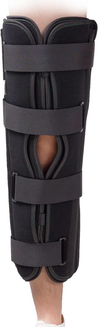 3-Panel Knee Immobilizer Full Leg Support Brace 19“ Length Aluminum alloy Straight Knee Splint - for Knee Pre-and Postoperative & Injury or Surgery Recovery (Update Size S)
