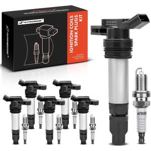 A-Premium Ignition Coils and Spark Plugs Kits Compatible with Volvo XC60 2010-2011, XC90 2007-2011, S60 2011-2012, S80 2007-2011, XC70 2008-2011, V70 2008-2010 & Land Rover LR2 2008-2012 6-PC Set
