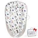 Baby Lounger - Baby Lounger for Newborn 0-24 Months, Breathable Pure Cotton Baby Nest Lounger Cover, Baby Registry Newborn Essentials Gifts, Portable Floor Tummy Time Lounger for Home & Travel (Grey Dinosaur)