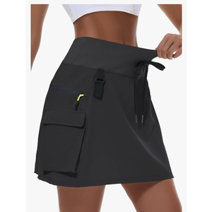 Women's Hiking Cargo Skort Skirt High Waisted Golf Dressy Casual with Zipper Pockets Workout Sport Quick Dry Skirts, Size XXL