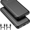 2-Pack Portable Charger, 10000mAh 22.5W Slim USB C Power Bank Fast Charging with 2 Outputs & 2 Inputs, Digital Display Battery Pack Compatible with iPhone Samsung iPad Tablets, Black & Black