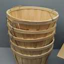 Marsui 4 Pcs Jumbo Half Bushel Baskets, 14 x 9.5 Inch Large Round Wooden Apple Basket with Handles Handcrafted Produce for Farmers Market Harvest Fruit Plants or Commercial Use